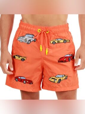 Bain de Mer St. Tropez Men Orange Car Classic Cup Swim Trunks Board Shorts XXL